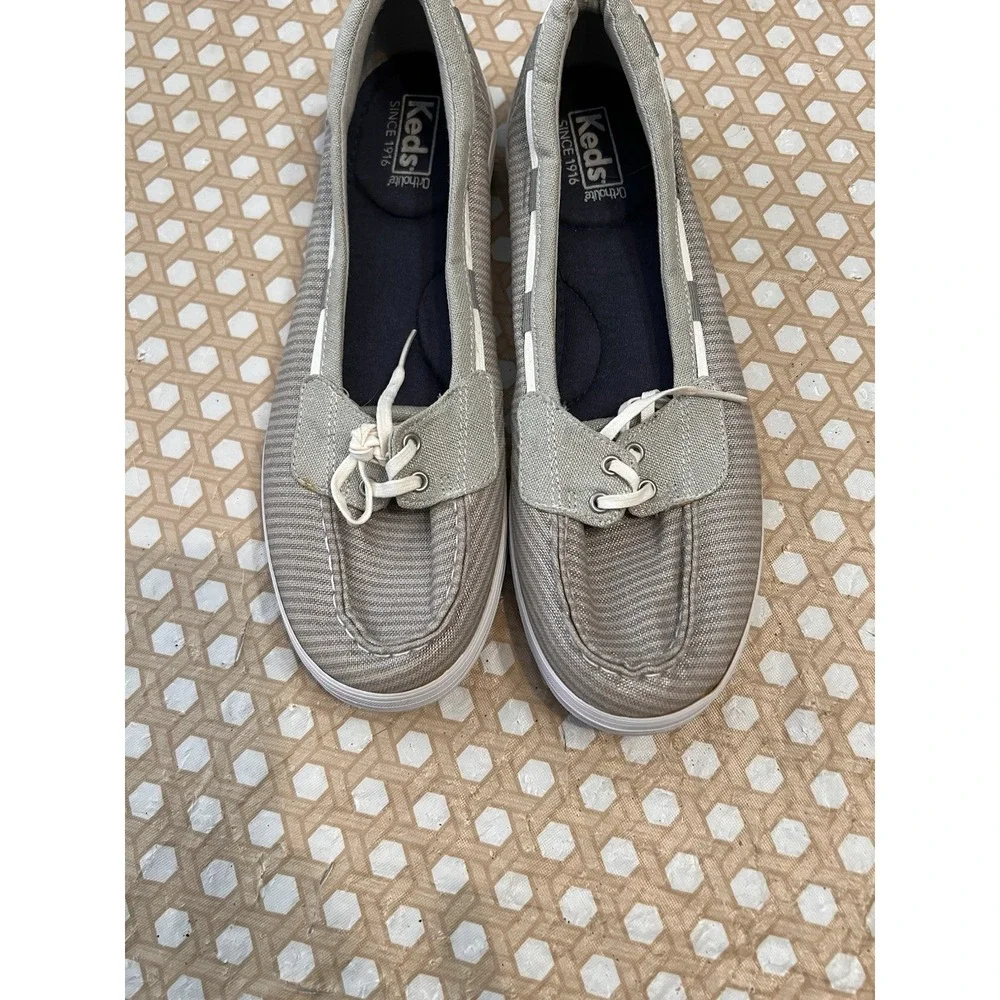 Keds Women Boat Shoes Size 11 Ortholite Silver Glimmer Slip On